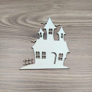 Halloween ház - fa figura