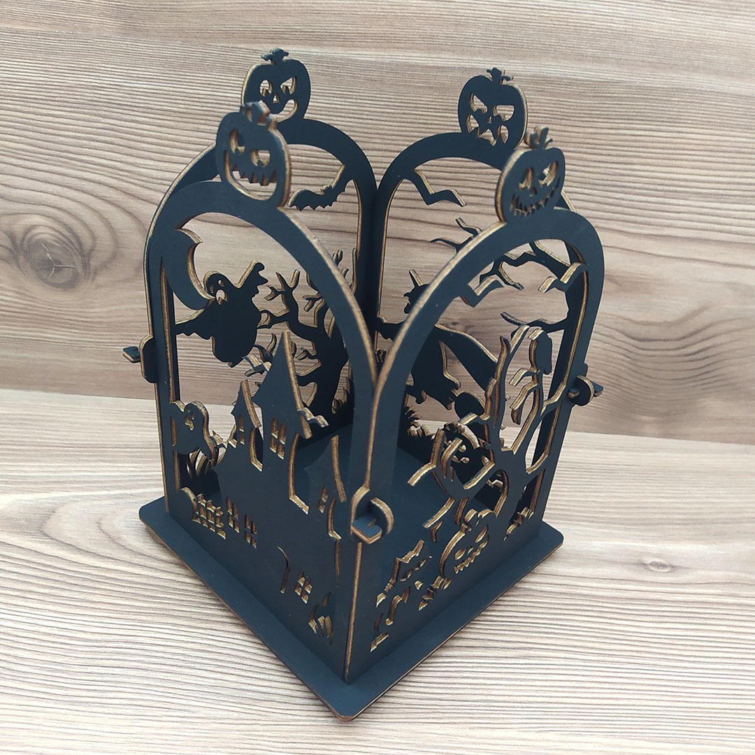 Halloween lámpás, szétszedhetős - festett