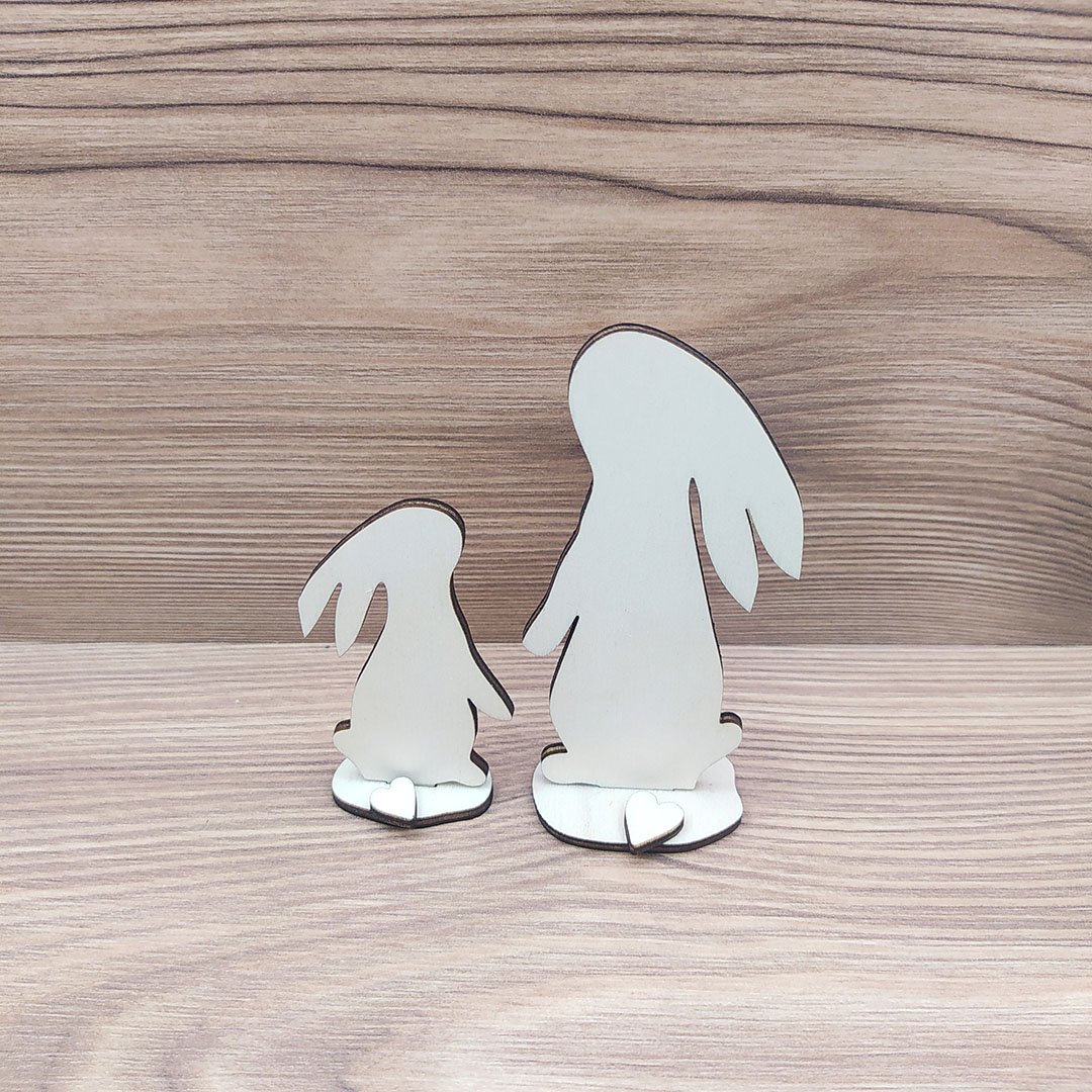 Nyuszi páros, álló fa figura 2db