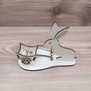 Nyuszi talicskával fa figura