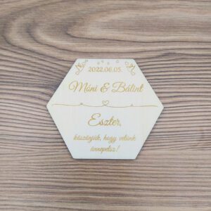 Esküvői ültetőkártya, poháralátét, köszönőajándék - hatszög