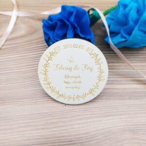 Esküvői hűtőmágnes, köszönőajándék - kerek, választható mintával