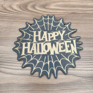 Halloween tábla, felirat, ajtódísz - pókhálós