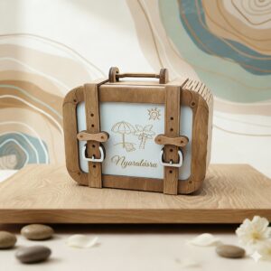 Bőrönd persely, pénzátadó ajándék - választható mintával