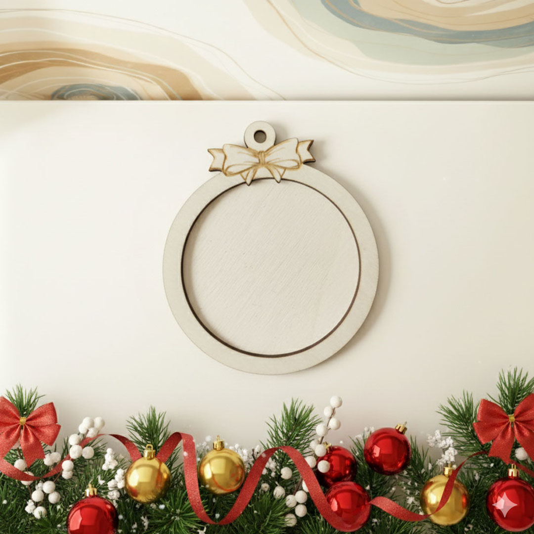 Karácsonyfadísz alap - kerek masnival