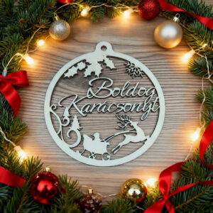 Karácsonyfadísz, felirattal
