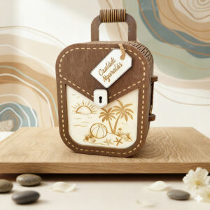 Utazó bőrönd persely, pénzátadó ajándék