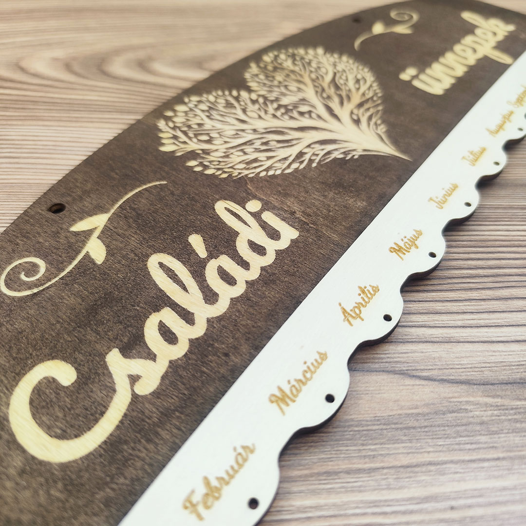 Családi ünnepek öröknaptár egyedi felirattal - Életfa, szív - Image 3