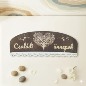 Családi ünnepek öröknaptár egyedi felirattal - Életfa, szív