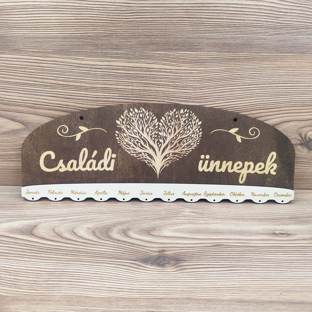 Családi ünnepek öröknaptár egyedi felirattal - Életfa, szív - Image 2