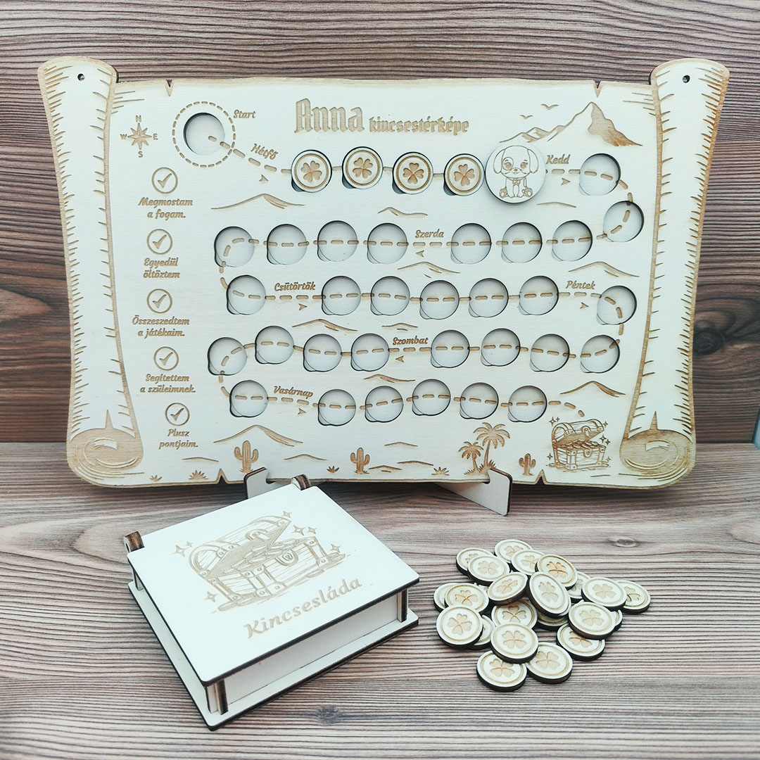 Jutalomtábla, pontgyűjtő tábla - kincsestérkép játék - névre szóló - Image 3