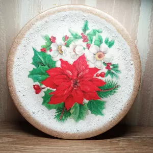 Mikulásvirág karácsonyi dísztányér 19 cm