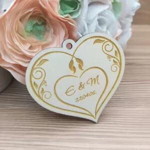 Esküvői köszönőajándék - szív - névre szóló, monogramos