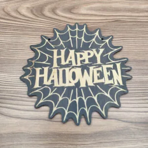 Halloween tábla, felirat, ajtódísz - pókhálós