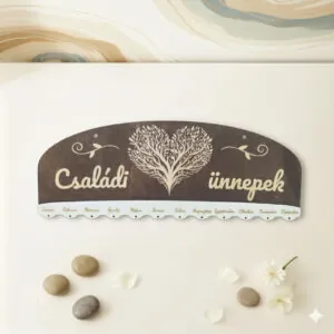 Családi ünnepek öröknaptár egyedi felirattal - Életfa, szív
